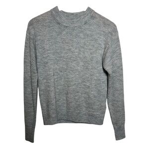 Quince Sweater Women XS Gray Baby Alpaca Wool Diamond Stitch Crewneck Knit